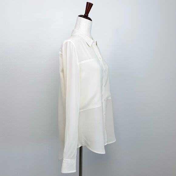 Spanx Low Maintenance Silk Pale Yellow Button-Up Blouse Shirt - Picture 6 of 8